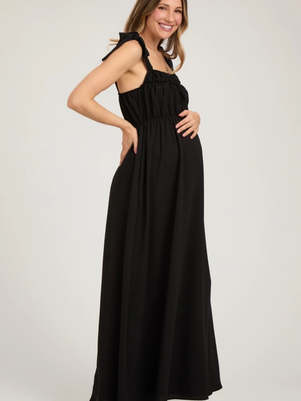From PinkBlush: Maternity Maxi Dress with Tie-Shoulder Straps